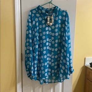 Lane Bryant Sheer Long Sleeve Button Up